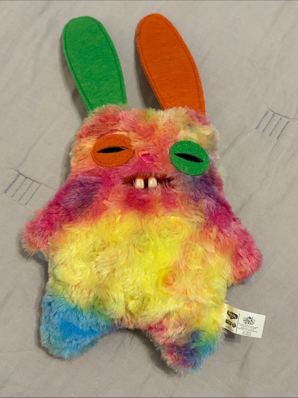 Fuggler Rancid Rabbit Plush dog toy NWOT squeaker crinkle tie dye Funny Ugly